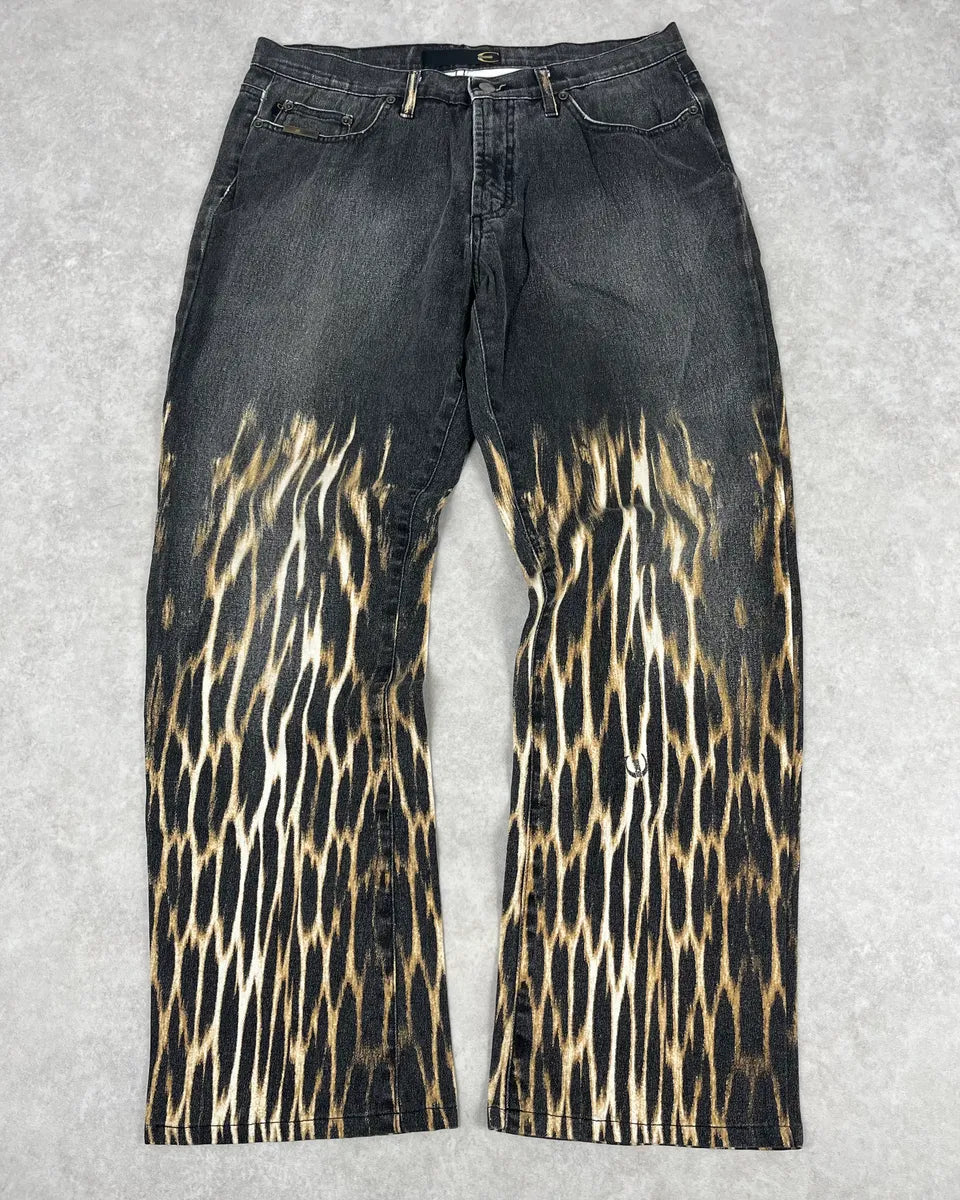 AW2004 Cavalli Grey Fire Flames Denim Jeans kfVANVT 0