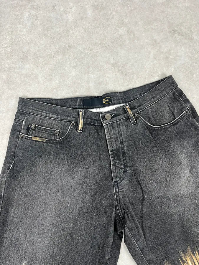 AW2004 Cavalli Grey Fire Flames Denim Jeans kfVANVT 5