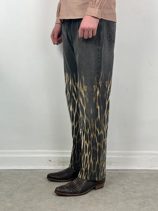 AW2004 Cavalli Grey Fire Flames Denim Jeans kfVANVT 3