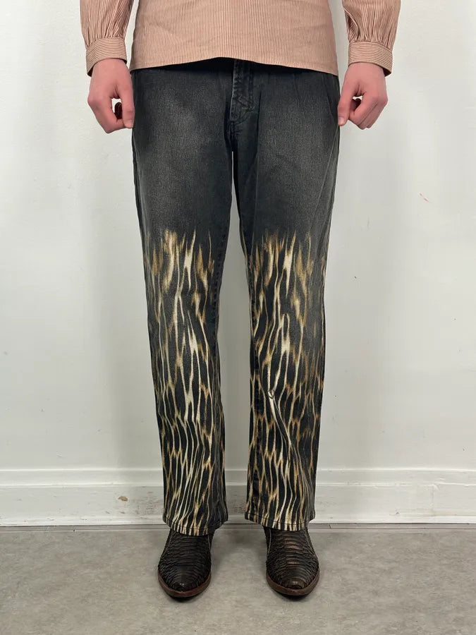 AW2004 Cavalli Grey Fire Flames Denim Jeans kfVANVT 2