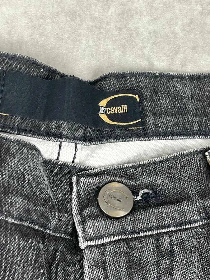 AW2004 Cavalli Grey Fire Flames Denim Jeans kfVANVT 9