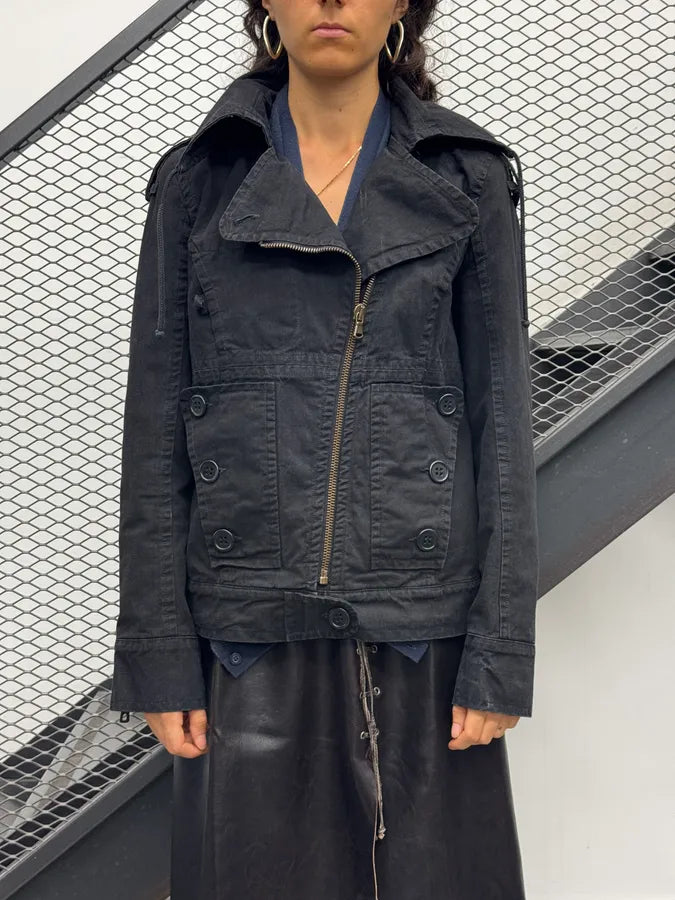 FW2004 Chloé by Phoebe Philo Black Asymmetric Utility Jacket mdPmQvU 1