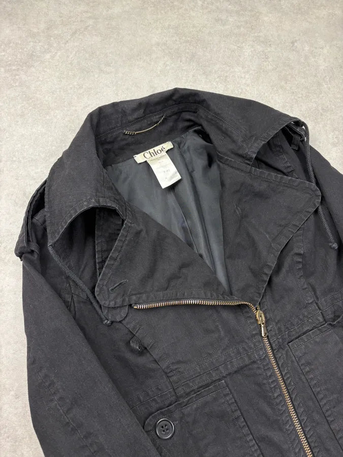 FW2004 Chloé by Phoebe Philo Black Asymmetric Utility Jacket mdPmQvU 4