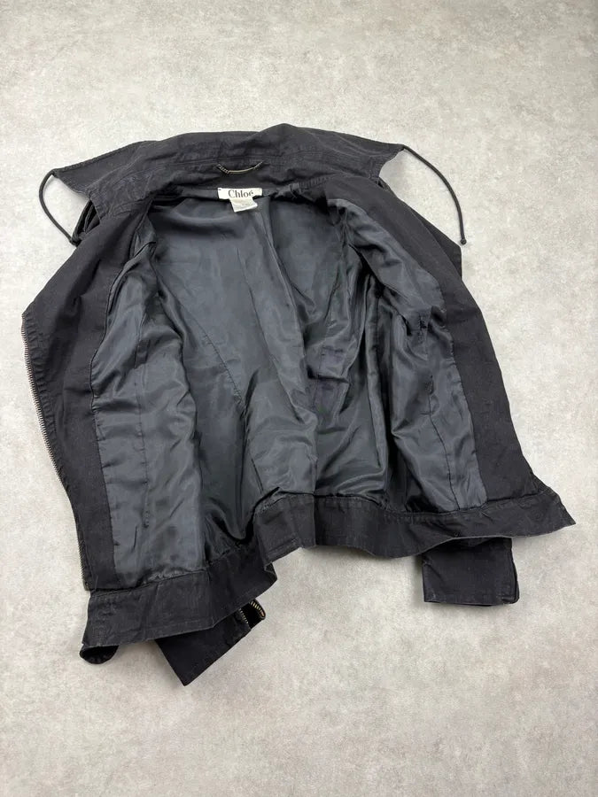 FW2004 Chloé by Phoebe Philo Black Asymmetric Utility Jacket mdPmQvU 6