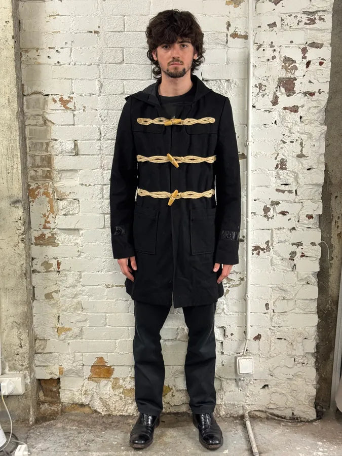 FW2006 Dior Homme Black Wool Rope Toggle Duffle Coat by Hedi Slimane iaOJYKP 2