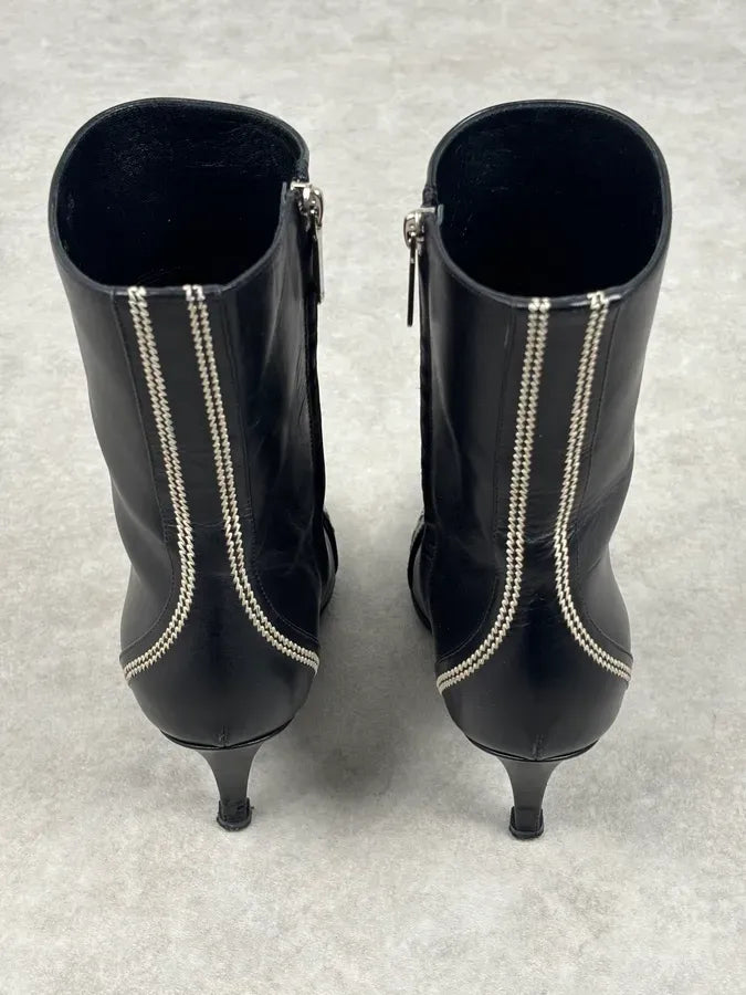 FW2004 Dior Pointy D Black Leather Buckle Ankle Boots Heels by Galliano  OKjyFXF 10