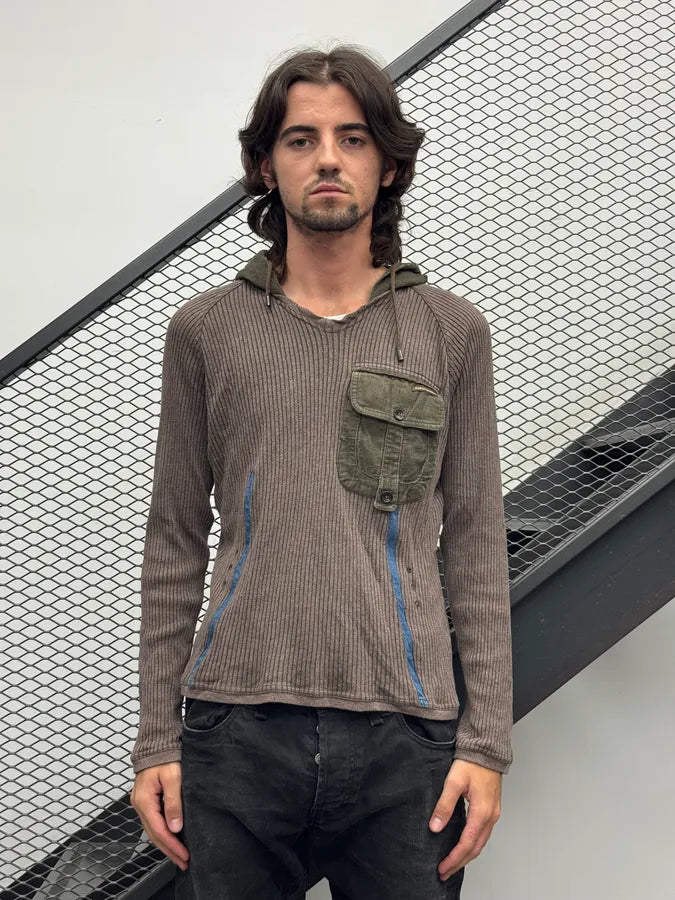 FW2004 Dolce & Gabbana Brown & Khaki Hooded Cargo Sweater dWiqQNF 1