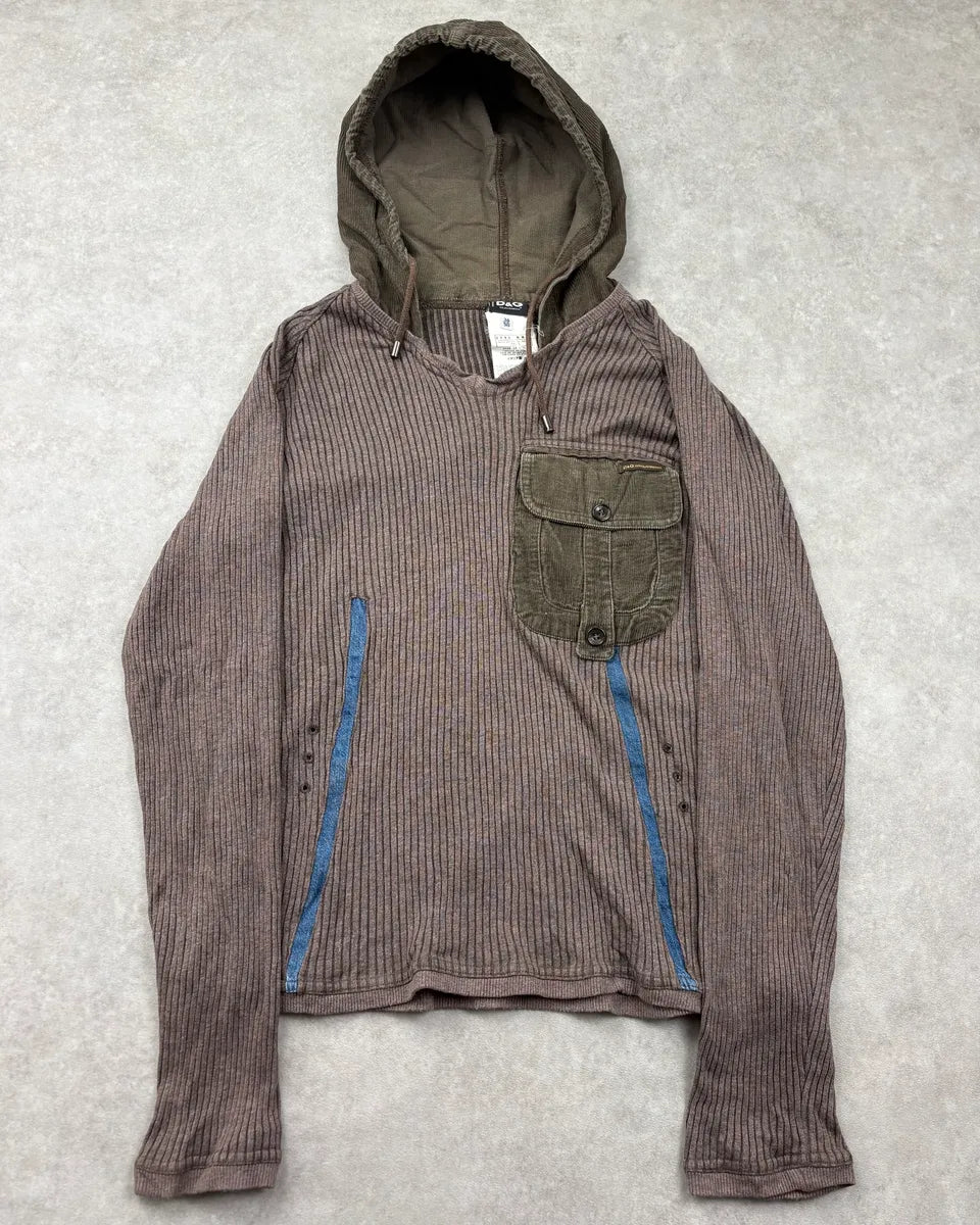 FW2004 Dolce & Gabbana Brown & Khaki Hooded Cargo Sweater dWiqQNF 0