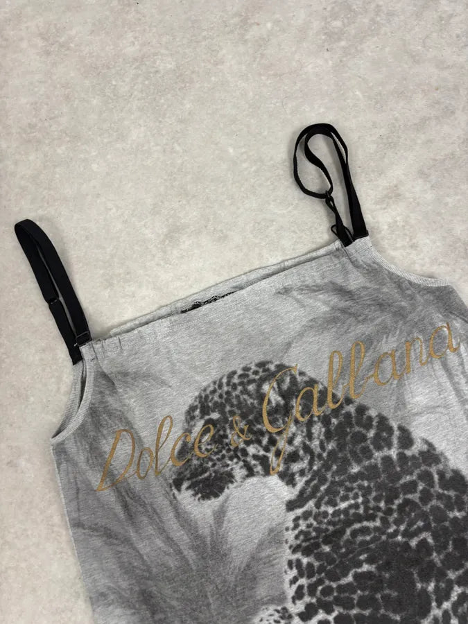 FW2004 Dolce & Gabbana Grey Leopard Tank Top QTQYqRw 5
