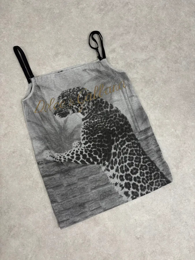 FW2004 Dolce & Gabbana Grey Leopard Tank Top QTQYqRw 4