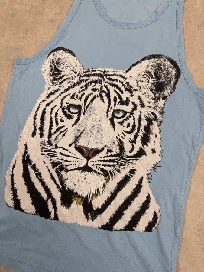 FW2004 Dolce & Gabbana White Tiger Baby Blue Tank Top RdoVnms 4