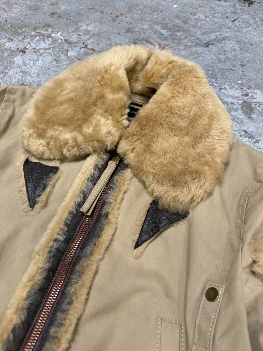 FW2004 DSquared2 Beige Fur Collar Bomber Jacket RYKILRC 10