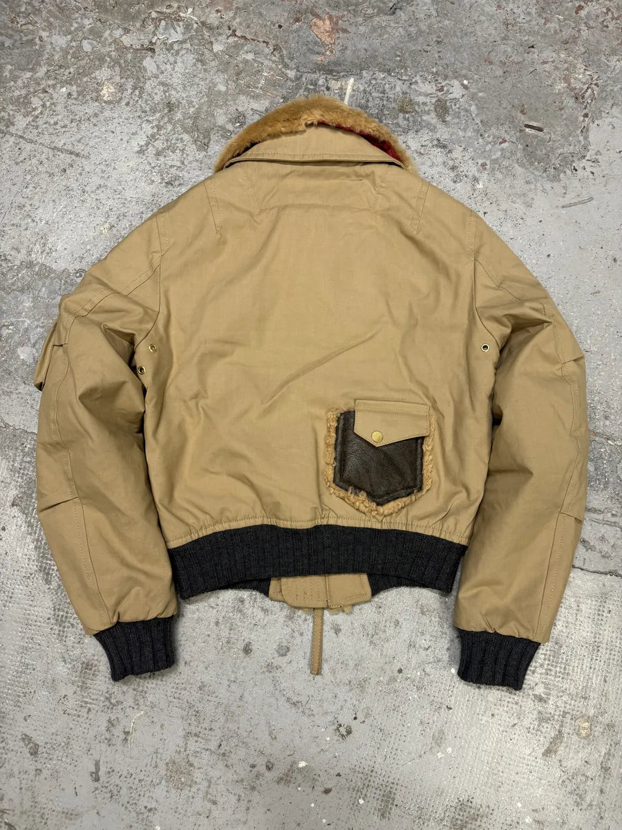 FW2004 DSquared2 Beige Fur Collar Bomber Jacket RYKILRC 3