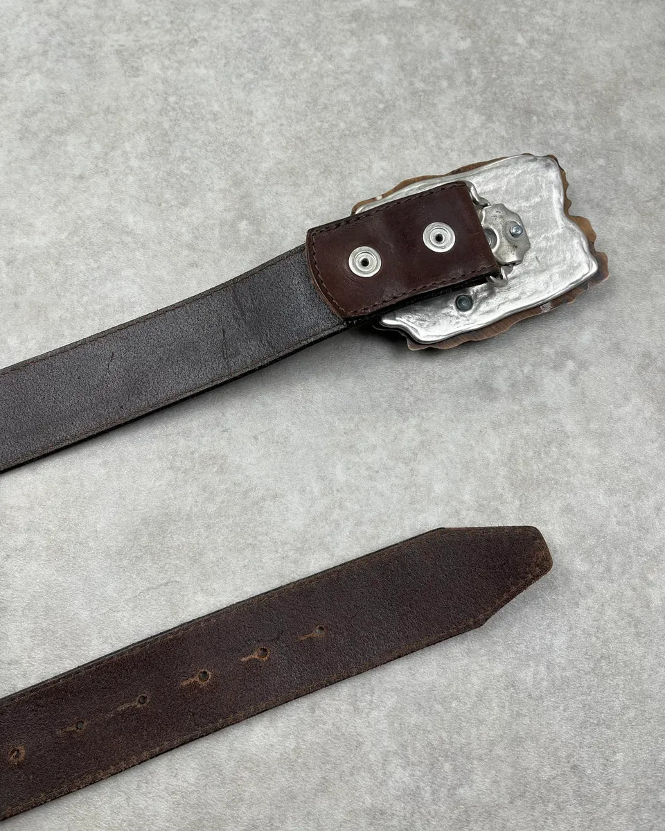 FW2004 Dsquared2 Black Leather Ram Head Belt rUTAEnZ 5