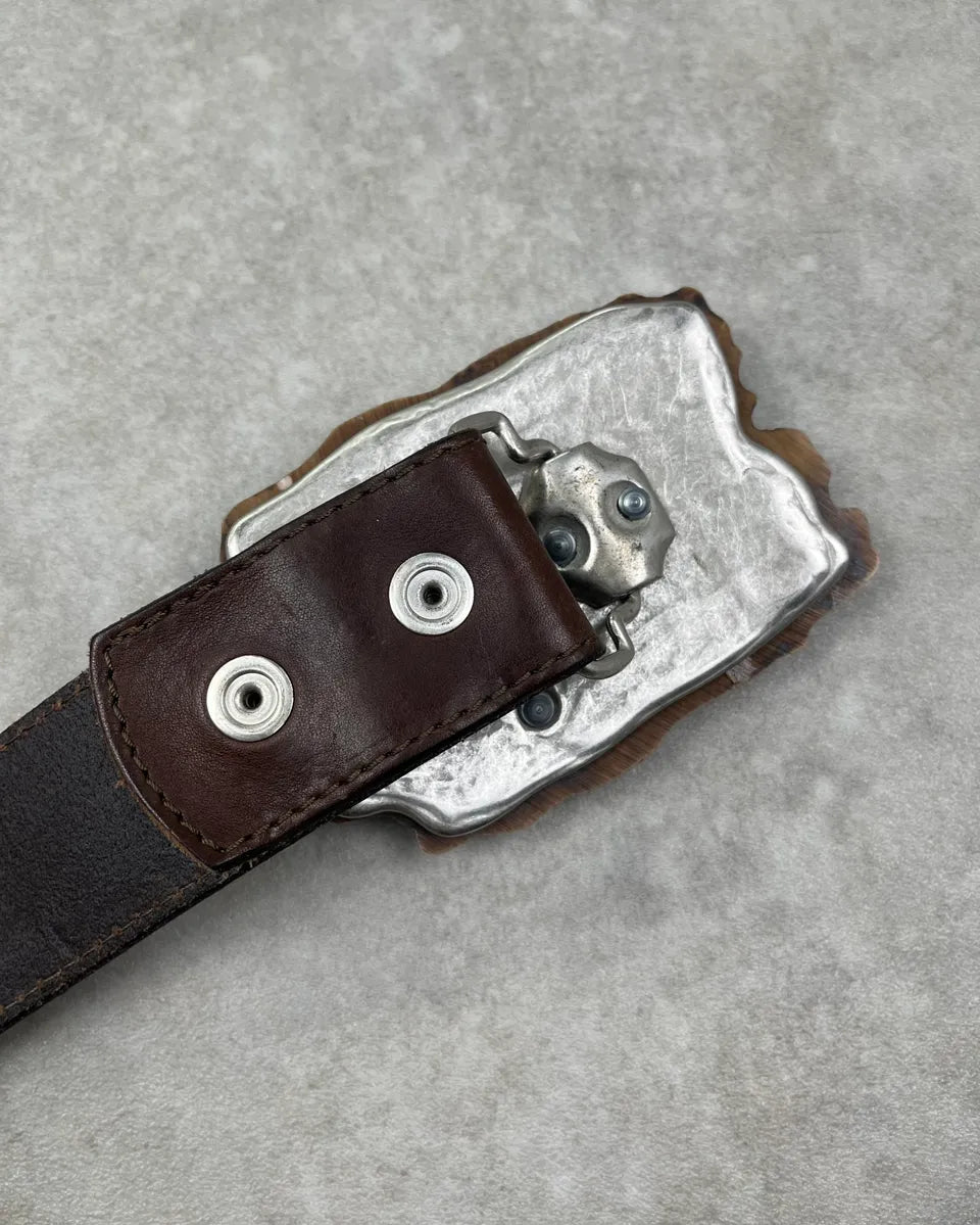 FW2004 Dsquared2 Black Leather Ram Head Belt rUTAEnZ 6
