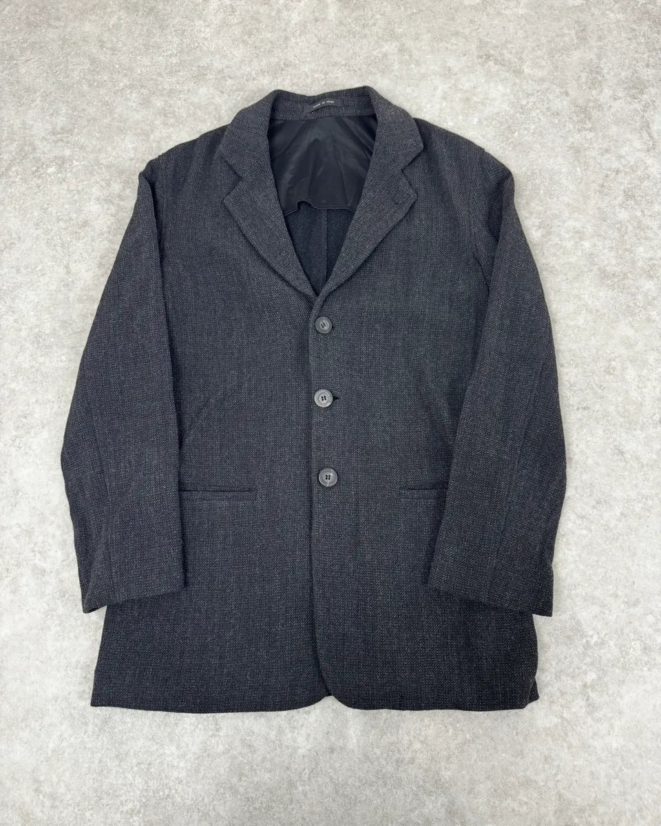FW2004 Emporio Armani Black Grey Wool Blazer Suit Jacket sQWIzHI 0