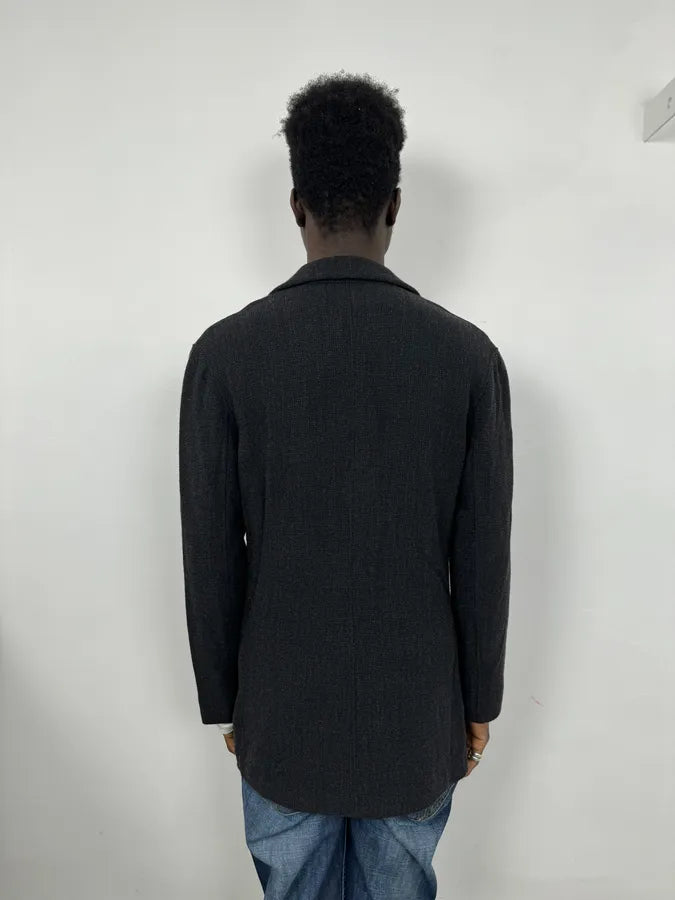 FW2004 Emporio Armani Black Grey Wool Blazer Suit Jacket sQWIzHI 2