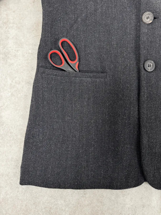 FW2004 Emporio Armani Black Grey Wool Blazer Suit Jacket sQWIzHI 7