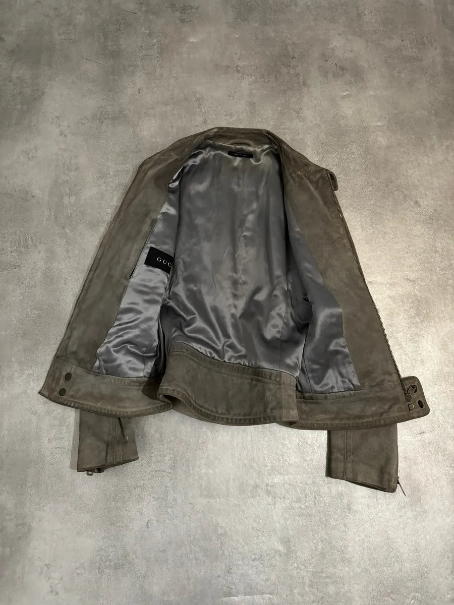 FW2004 Gucci Tern Eroded Biker Padded Leather Jacket by Tom Ford (M) 6