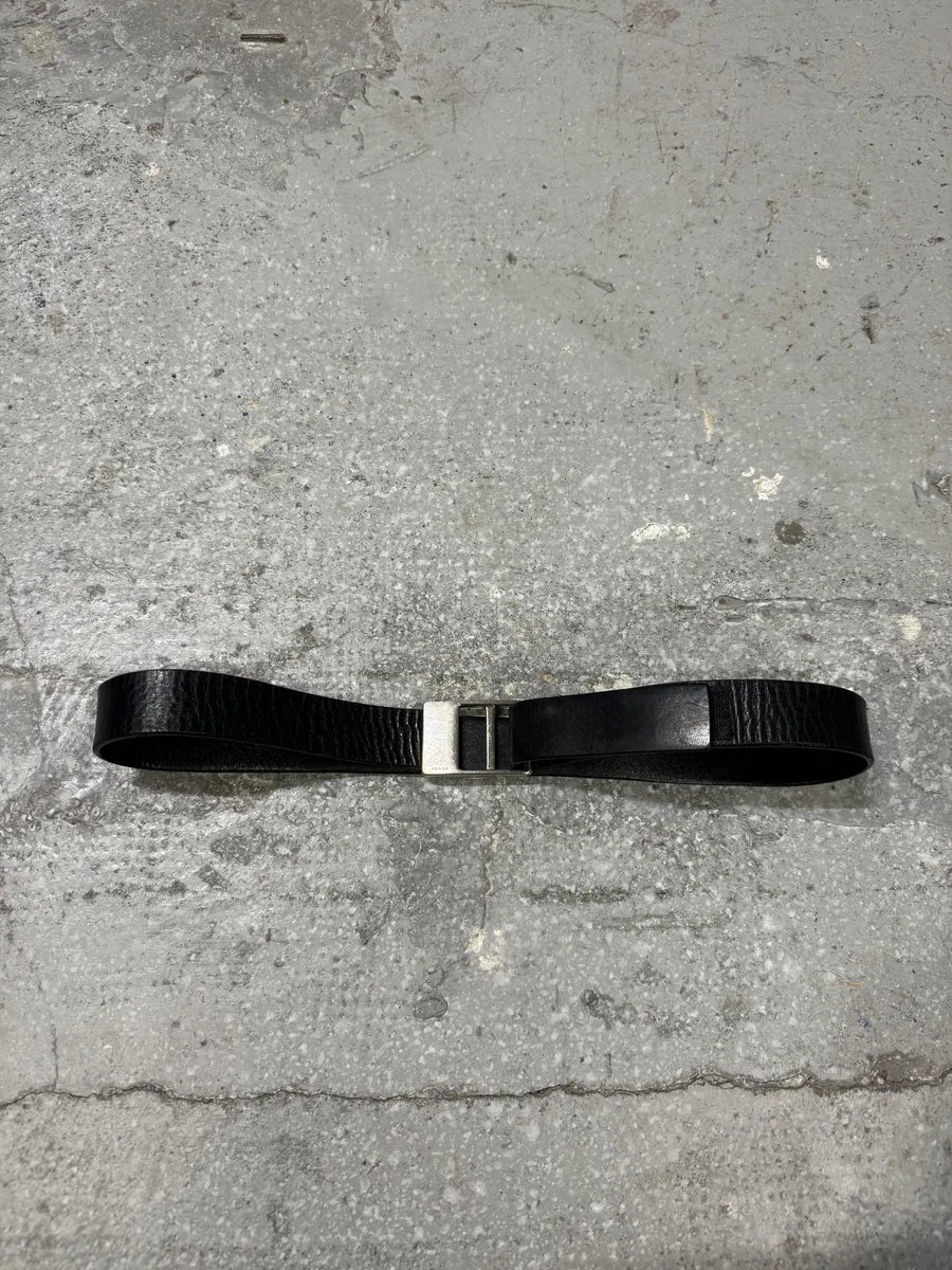 FW2004 Prada Black Scratch Leather Belt (OS) 0