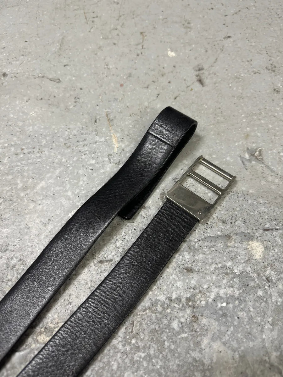 FW2004 Prada Black Scratch Leather Belt (OS) 2