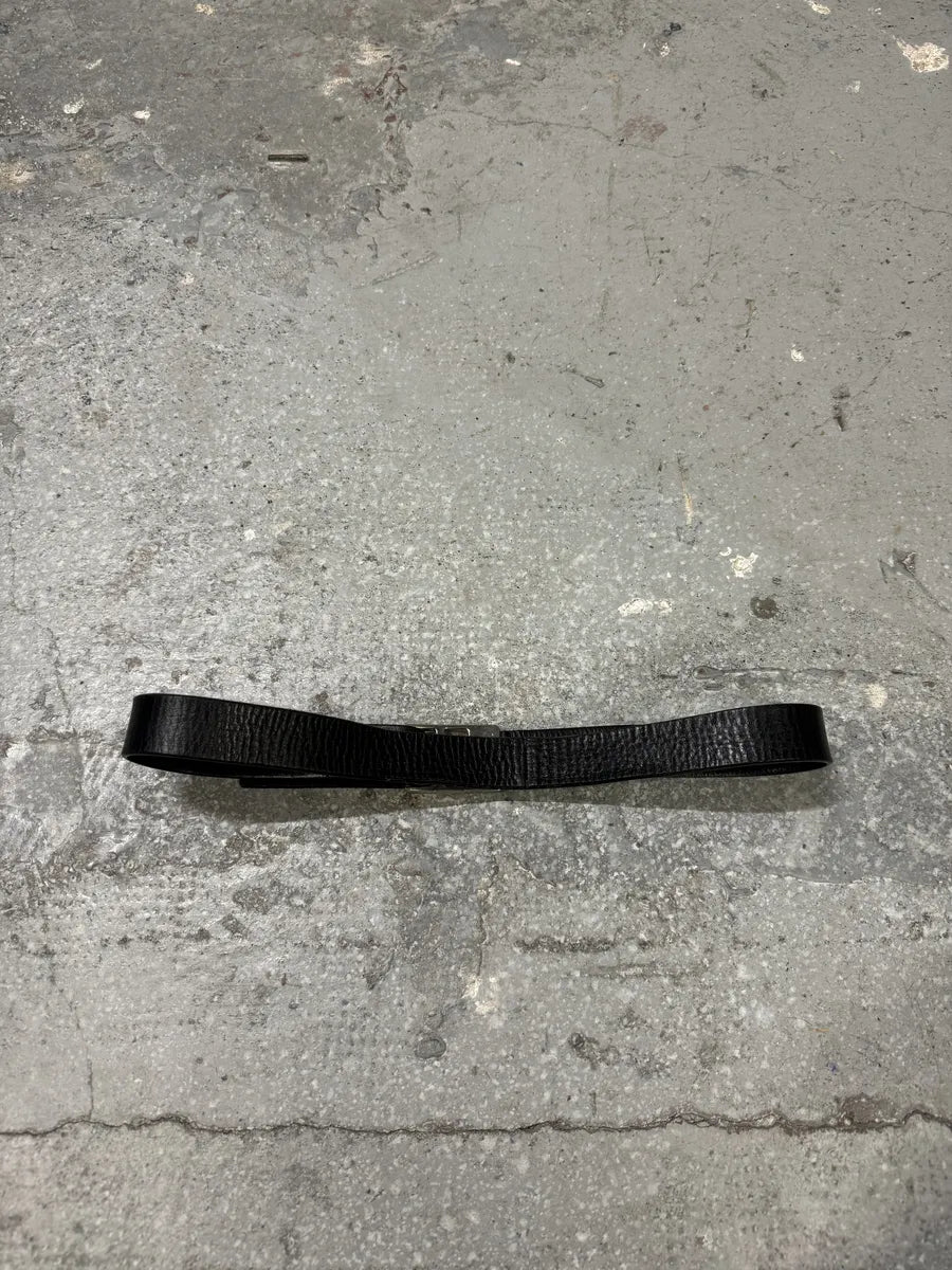 FW2004 Prada Black Scratch Leather Belt (OS) 3
