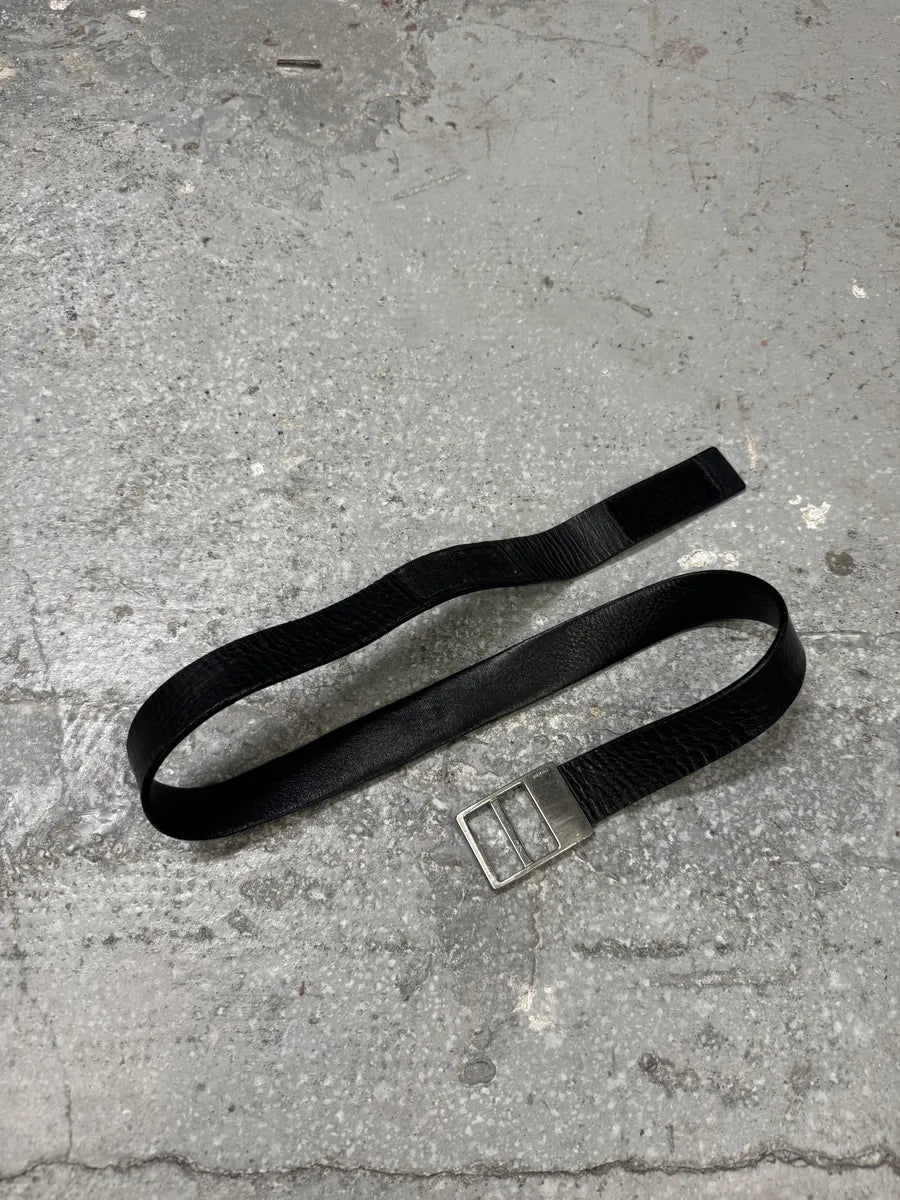 FW2004 Prada Black Scratch Leather Belt (OS) 4