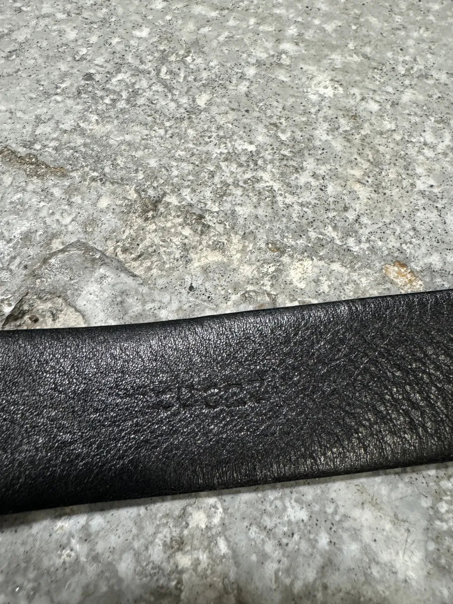 FW2004 Prada Black Scratch Leather Belt (OS) 6