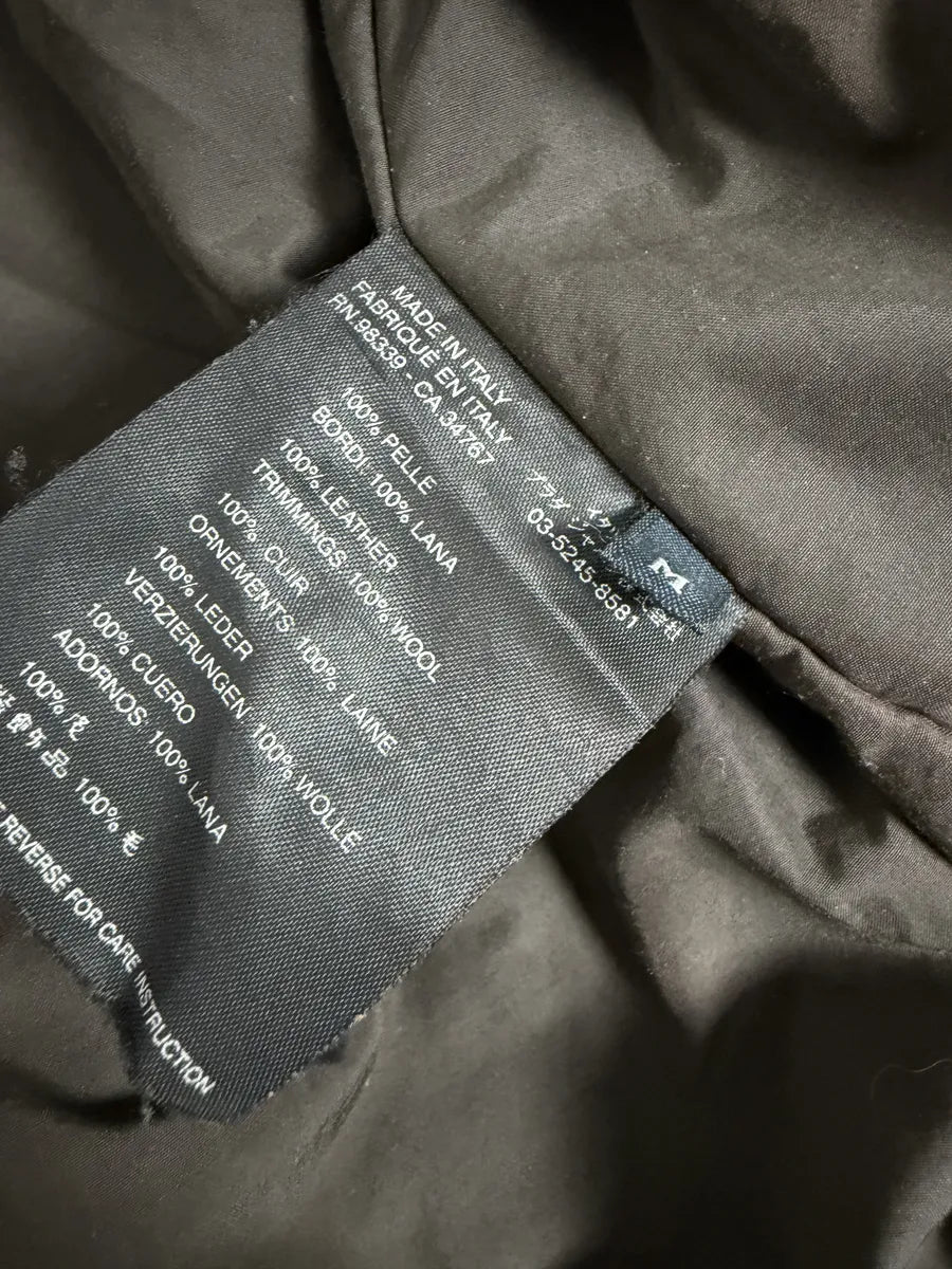 FW2004 Prada Brown Fur Collar Buttoned Leather Jacket qbHTzgp 7