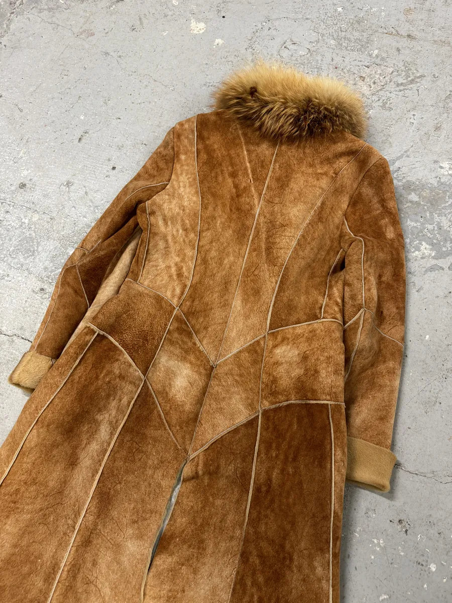FW2004 Roberto Cavalli Brown Fur Leather Long Suede Premium Zip Jacket (M) 13