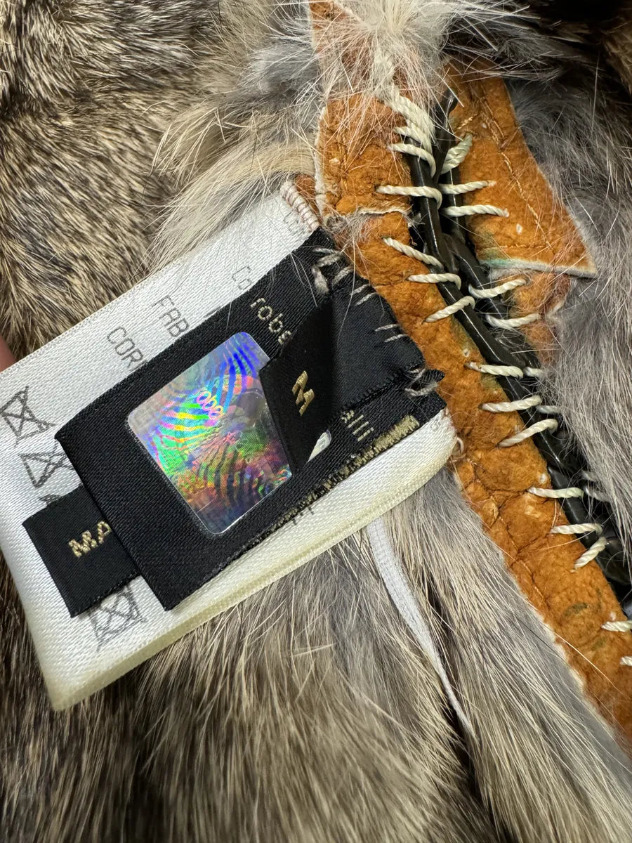 FW2004 Roberto Cavalli Rabbit Fur Camel Leather Embellished Vest (M) nGJlltT 7