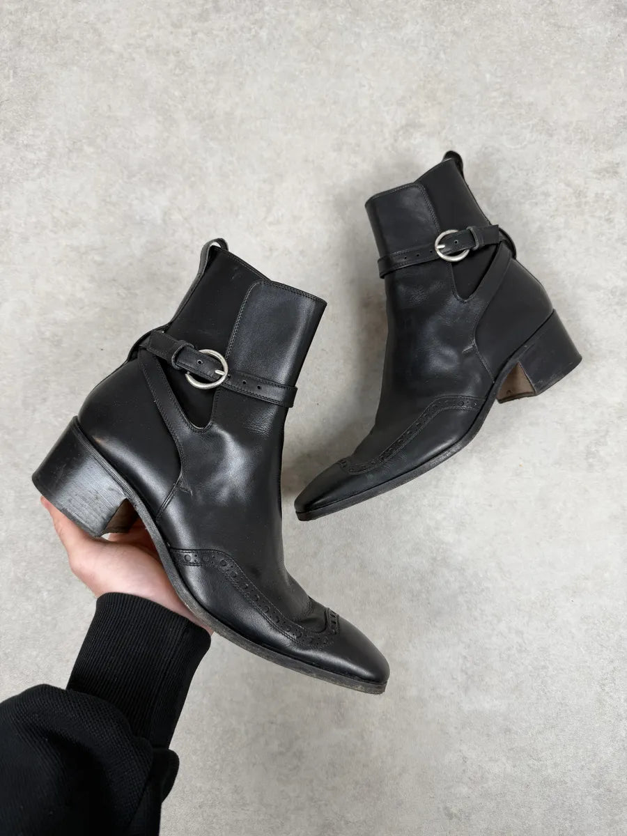 FW2004 Yves Saint Laurent Black Leather Ankle Boots WbFVagj 0