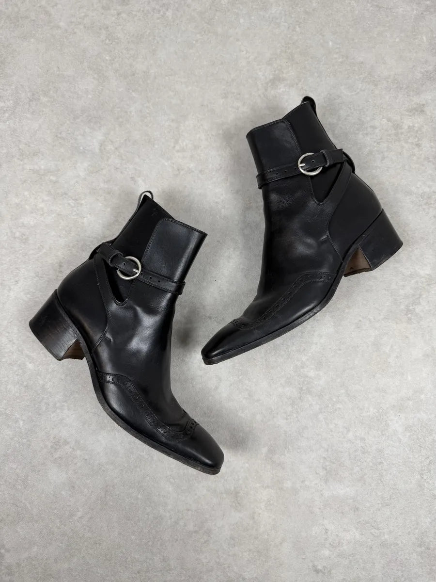 FW2004 Yves Saint Laurent Black Leather Ankle Boots WbFVagj 1
