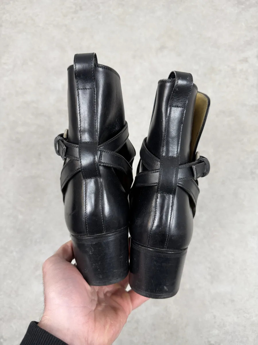 FW2004 Yves Saint Laurent Black Leather Ankle Boots WbFVagj 3