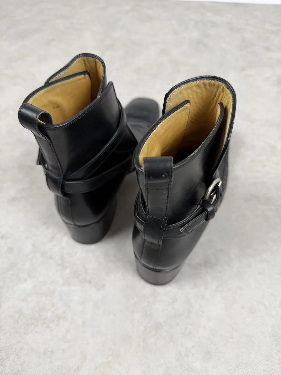 FW2004 Yves Saint Laurent Black Leather Ankle Boots WbFVagj 4