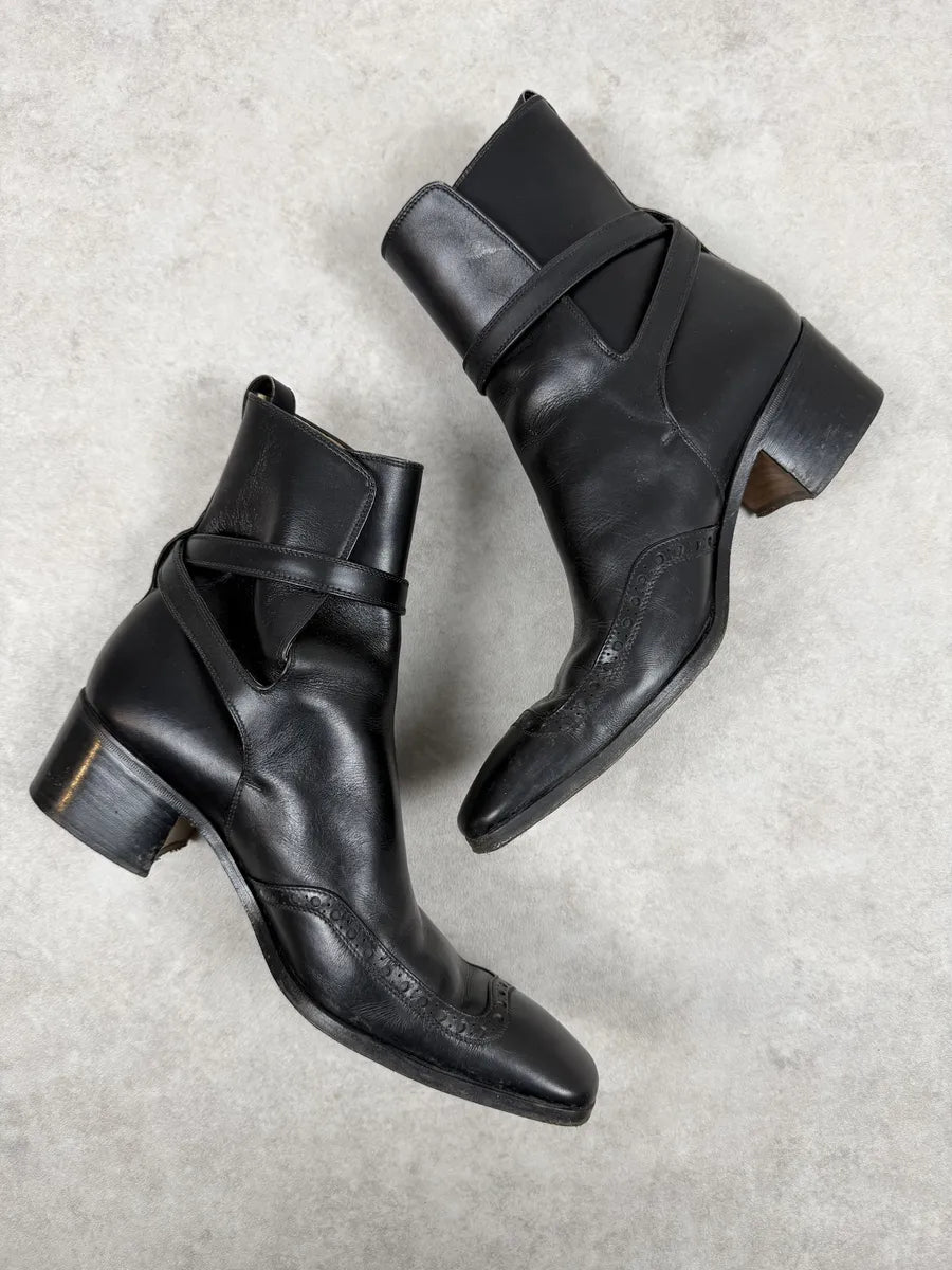 FW2004 Yves Saint Laurent Black Leather Ankle Boots WbFVagj 5