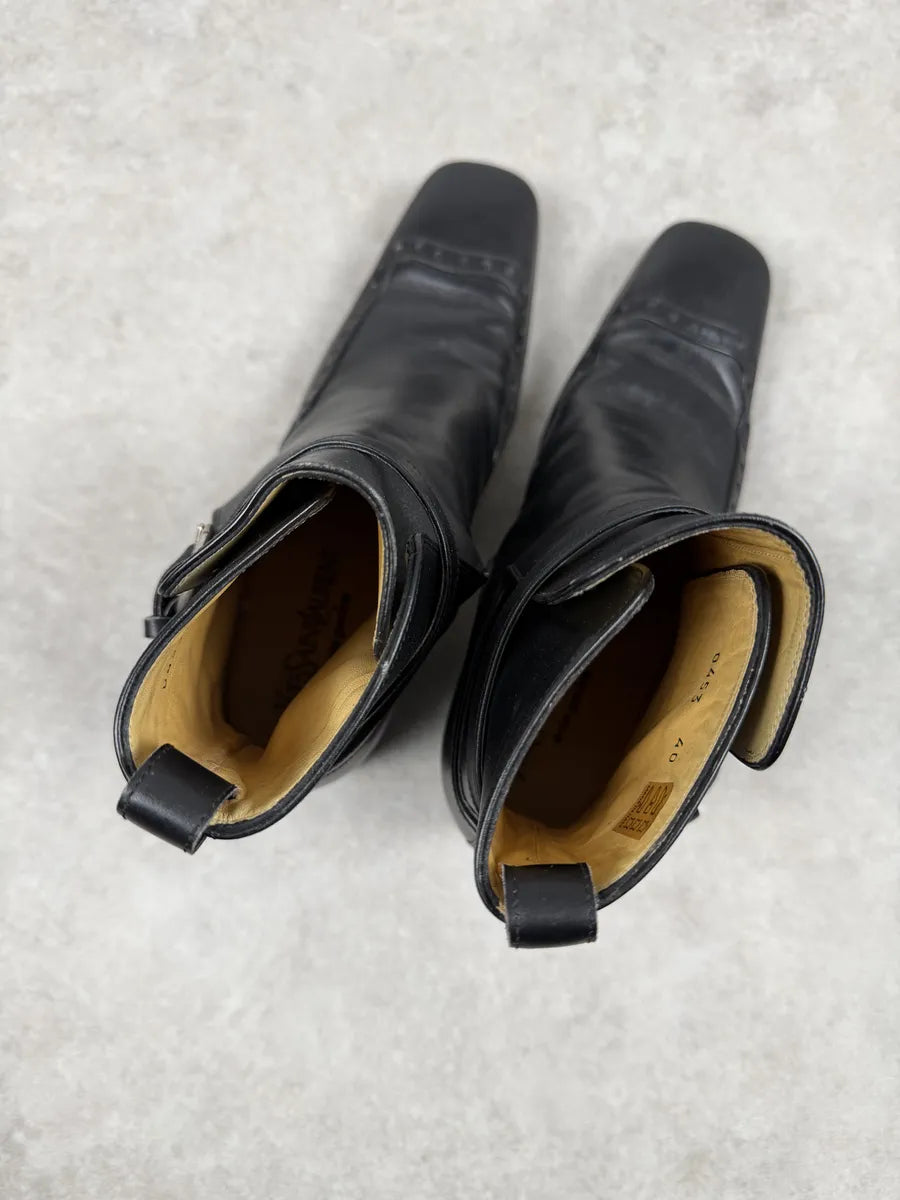 FW2004 Yves Saint Laurent Black Leather Ankle Boots WbFVagj 7