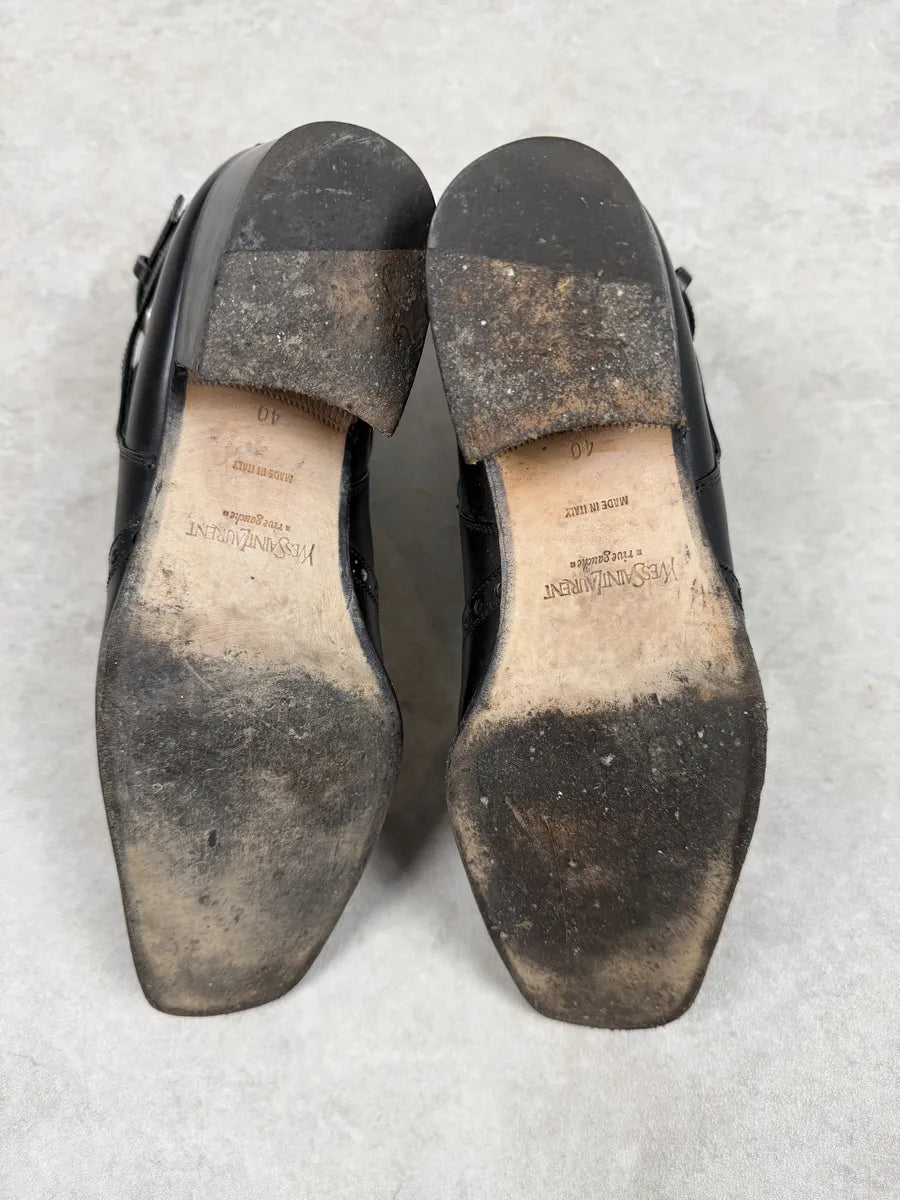 FW2004 Yves Saint Laurent Black Leather Ankle Boots WbFVagj 8