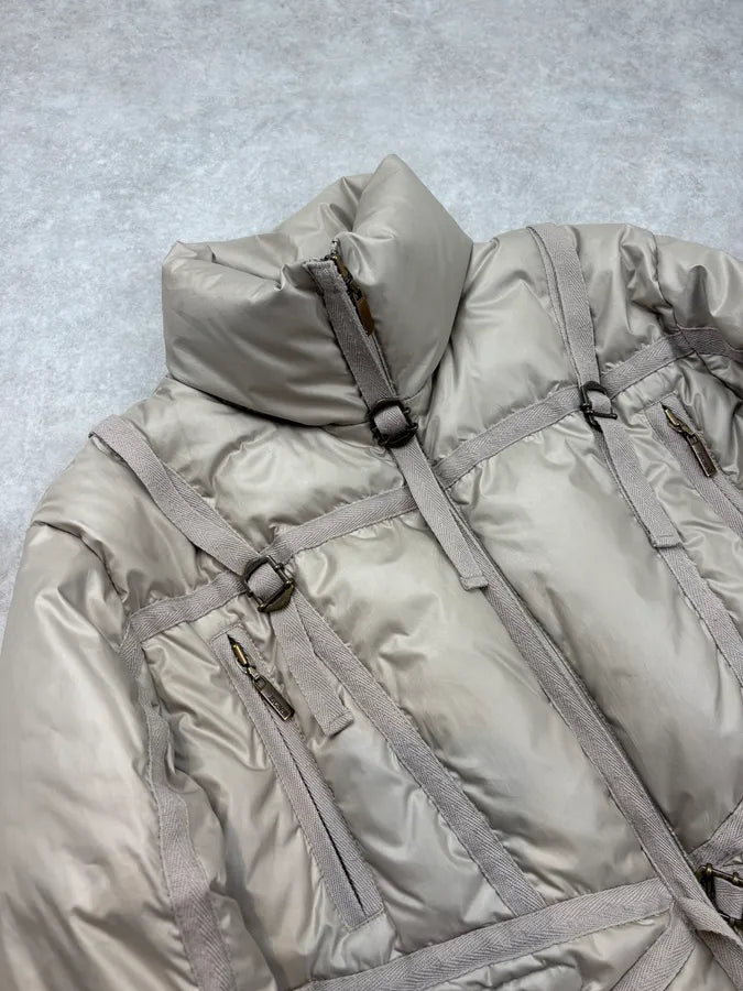 FW2005 Cavalli Beige Bondage Harness Puffer Jacket QtZHscD 4