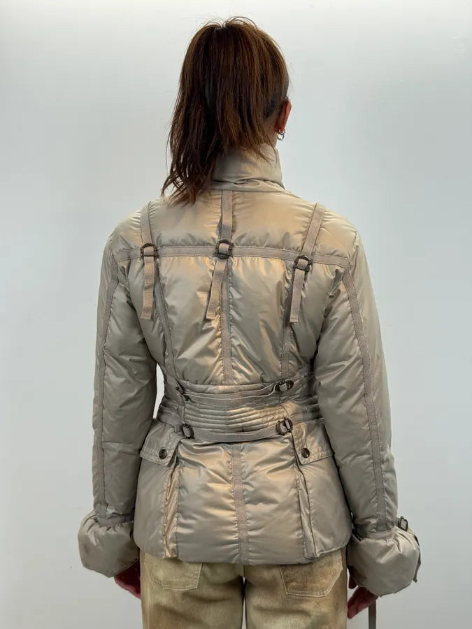 FW2005 Cavalli Beige Bondage Harness Puffer Jacket QtZHscD 2
