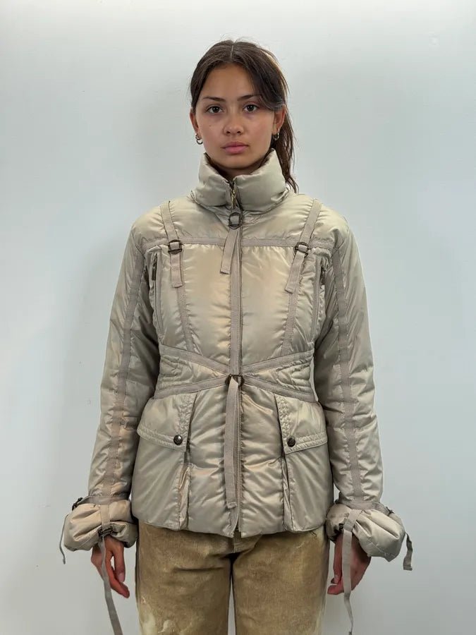 FW2005 Cavalli Beige Bondage Harness Puffer Jacket QtZHscD 1