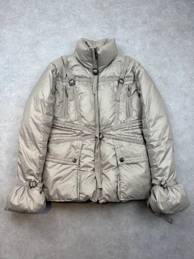 FW2005 Cavalli Beige Bondage Harness Puffer Jacket QtZHscD 0