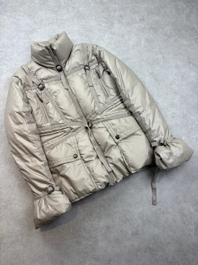 FW2005 Cavalli Beige Bondage Harness Puffer Jacket QtZHscD 3