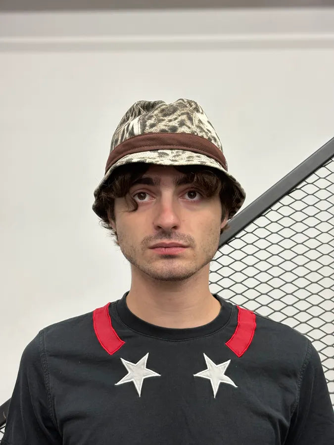 FW2005 Cavalli Beige Jacquard Animal Bucket Hats FBfoNUK 4