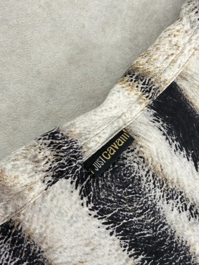 AW2005 Cavalli Beige & White Zebra Silk Shirt gjSnoFB 8