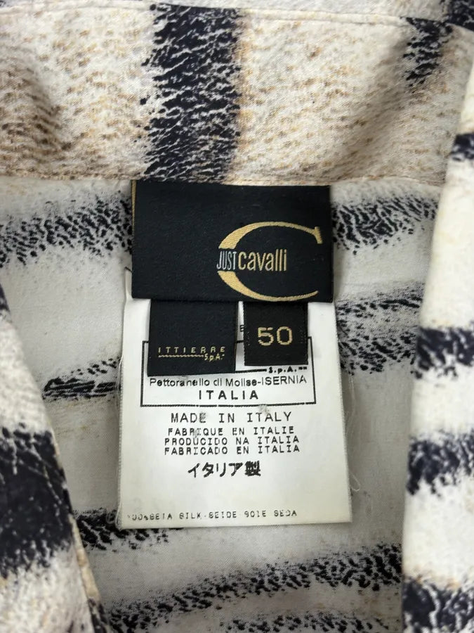 AW2005 Cavalli Beige & White Zebra Silk Shirt gjSnoFB 9