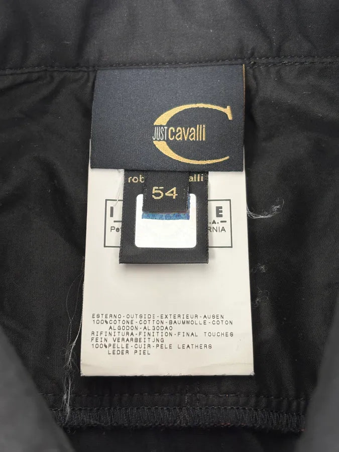 FW2005 Cavalli Black & Brown Crocodile Effect Embossed Leather Shirt mOWLHrx 9