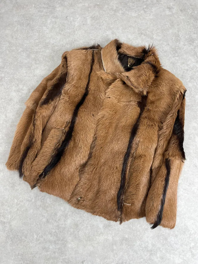 FW2005 Cavalli Goat Fur Camel Leather Jacket pXaNxUw 3