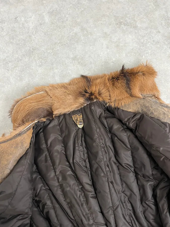 FW2005 Cavalli Goat Fur Camel Leather Jacket pXaNxUw 8