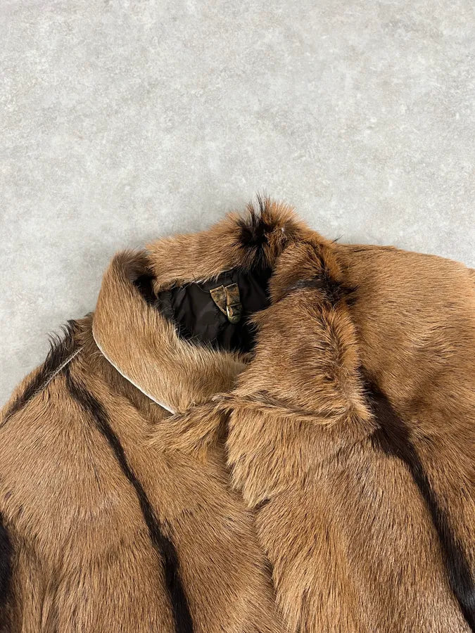 FW2005 Cavalli Goat Fur Camel Leather Jacket pXaNxUw 4